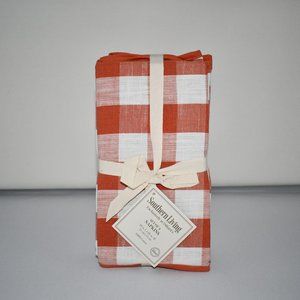 Southern Living Orange Check Scalloped Napkins, Set of 4 #F23COONAP NWT